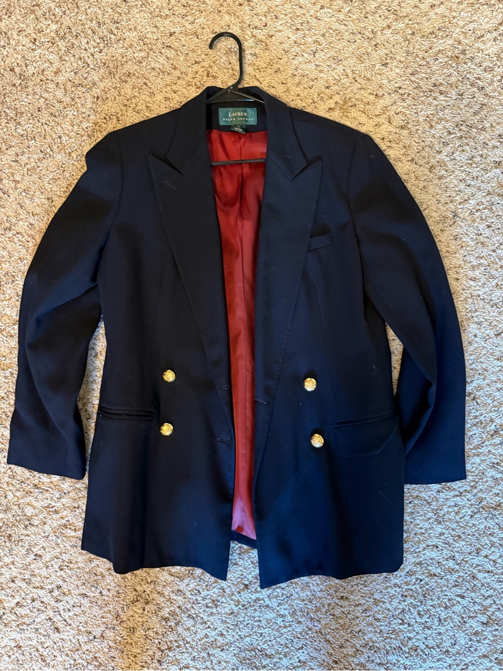 Ralph Lauren Navy Double-Breasted Blazer with Gold Buttons